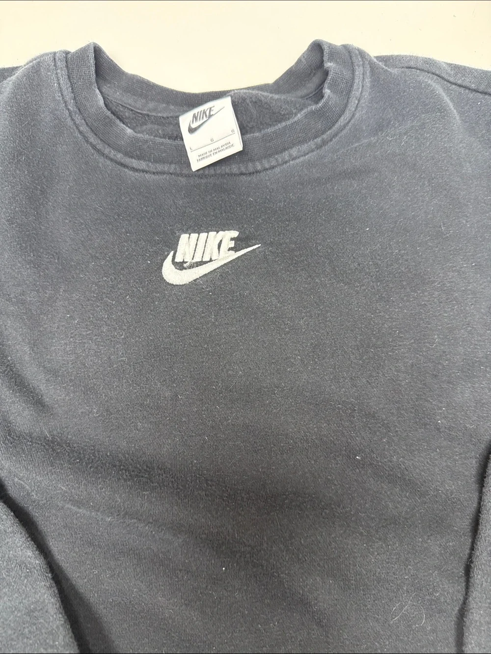 Nike Big Girls Black Crewneck Pullover with White Logo